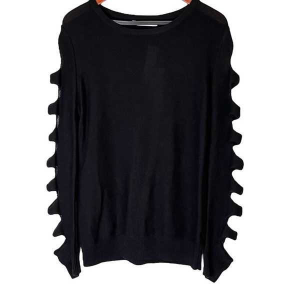NWT Harper Lane Stitch Fix Black Cutout Sleeve Knit Pullover Sweater Size L - Picture 3 of 9